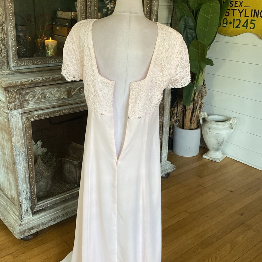 LANZ OF SALSBURG VINTAGE BRIDESMAIDS DRESS WITH DETACHABLE TRAIN PALE PINK 14 - Picture 7 of 9